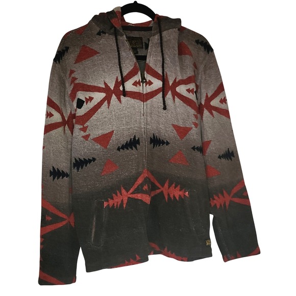 Lucky Brand Aztec Print Full Zip Hoodie Southwestern Style Mens Large - Picture 1 of 5